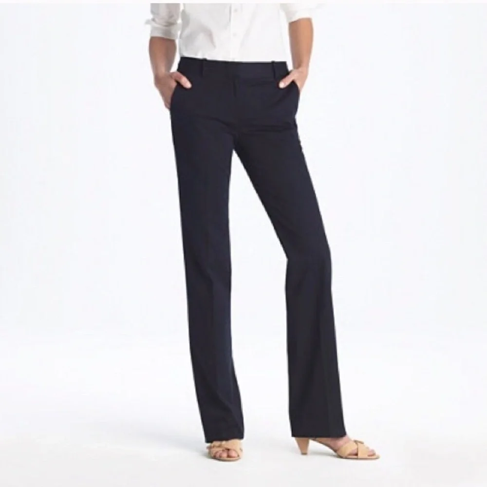 J.Crew Black Café Trouser Straight Leg‎ Pants - Size 0P